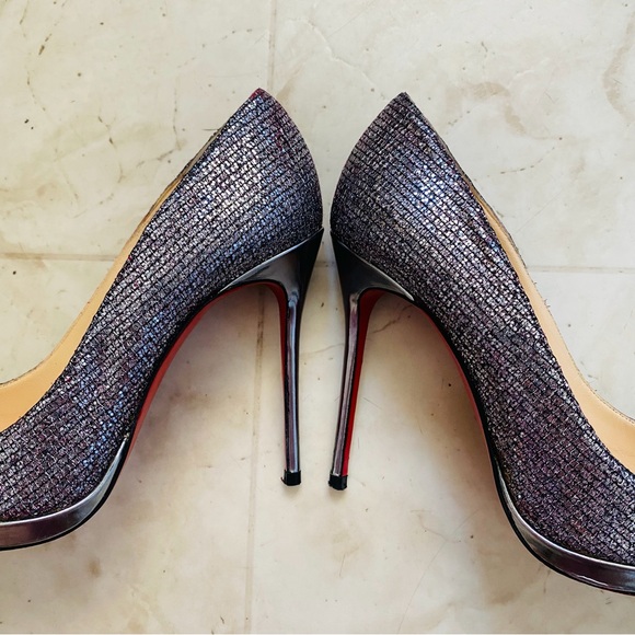 Christian Louboutin Lady Glitter Filo 120 Silver Metallic Pumps Heels size 6/36 - Picture 6 of 12